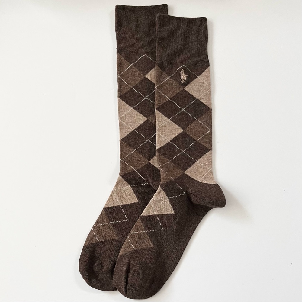 NWOT Ralph Lauren long brown argyle socks